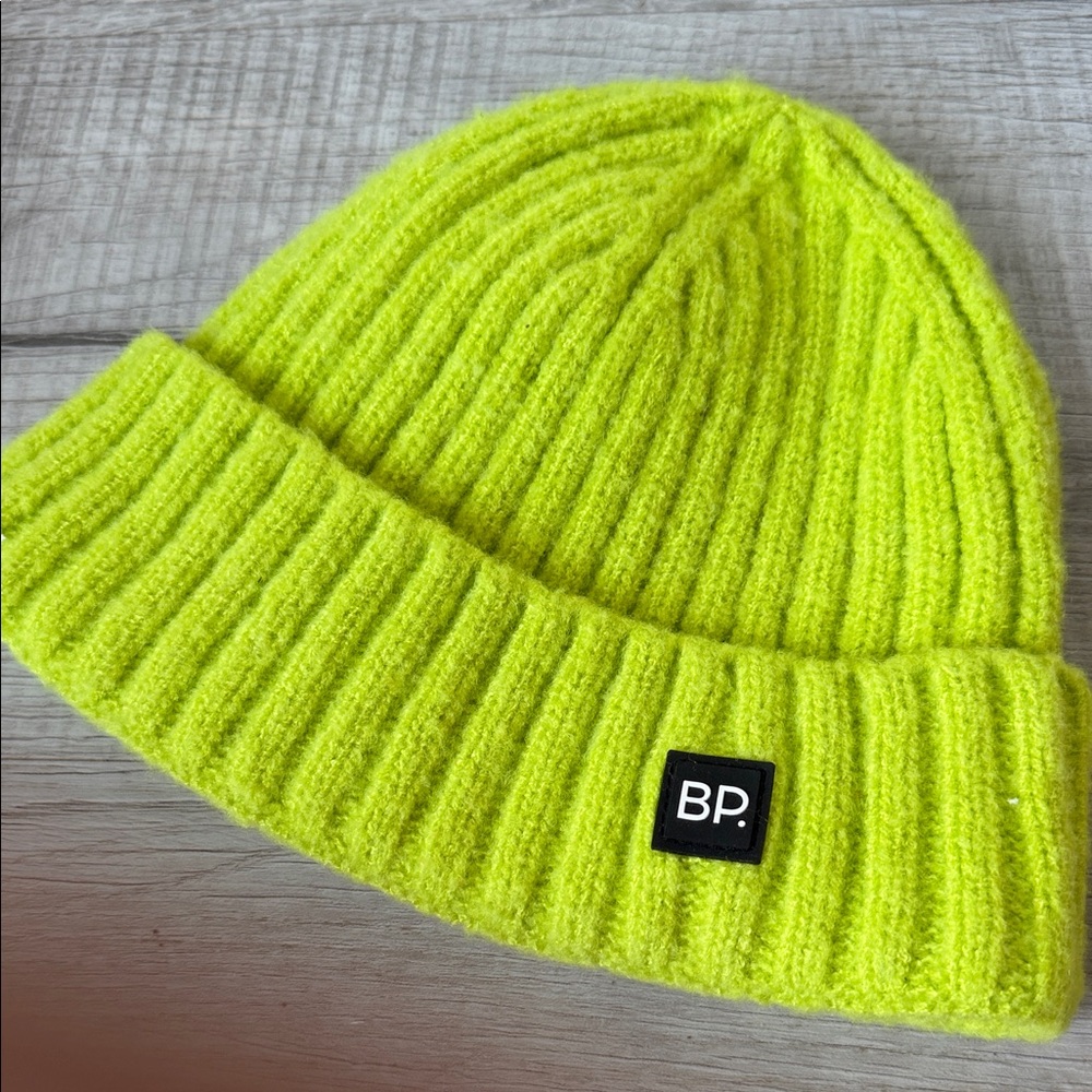 BP Neon Green Ribbed Beanie